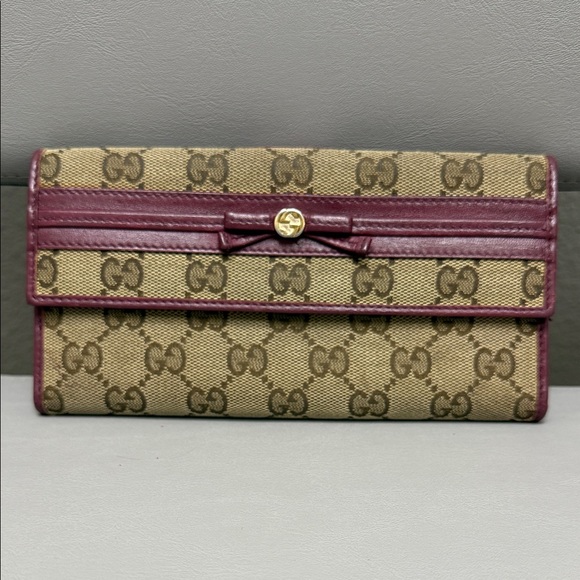 Gucci Tan and Purple Women's Wallet - Picture 1 of 14